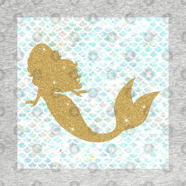 Turquoise Pattern Golden Mermaid by ElenaDanilo